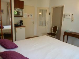 a small room with a bed and a kitchen at La Maison de Velours in Villeneuve-sur-Lot