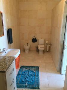 a bathroom with a toilet and a tub and a sink at Casa Namaste Bed & Breakfast/Appartement in Praia