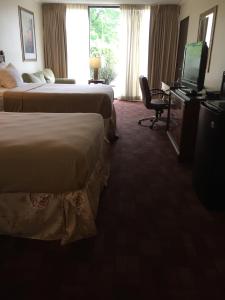 Habitación de hotel con 2 camas y TV en Cheshire Motor Inn, en Atlanta