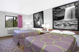una habitación de hotel con 2 camas y una gran pintura en Super 8 by Wyndham Appomattox VA, en Appomattox