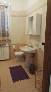 łazienka z umywalką, toaletą i lustrem w obiekcie New Apartment Lake View 11 w mieście Varenna +12 zdjęć