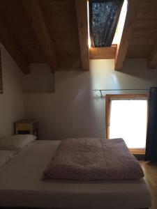 een slaapkamer met een groot bed en een raam bij Lausen Vil in Canale San Bovo