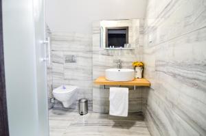 a bathroom with a sink and a toilet at PENZION POD ZÁMKEM in Valtice +22 photos