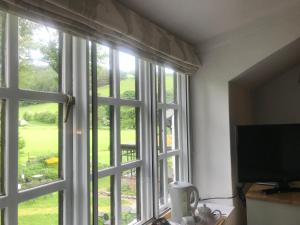 
a room with a window and a window sill at West Arms Hotel in Llanarmon Dyffryn-Ceiriog
