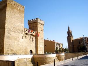 un castello con bandiere a lato di Casa Galilea a Galilea