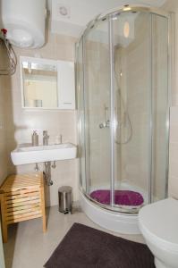 a bathroom with a shower and a sink at Apartment Primosten Adiomare in Primošten