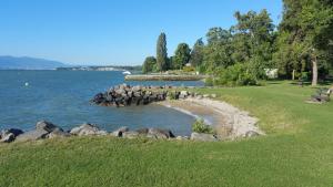 a group of rocks on the shore of a lake at BnB "Les Coquelicots" in Mies +10 photos