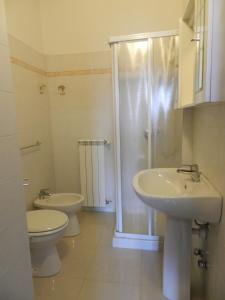 a bathroom with a toilet and a sink and a shower at Hotel Air Palace Lingotto in Turin