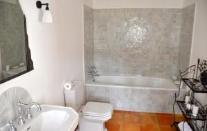 a bathroom with a tub and a toilet and a sink at Mas du Perthus in Cassis +41 photos
