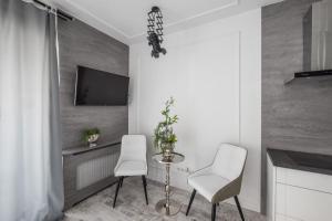Televízia a/alebo spoločenská miestnosť v ubytovaní Good Time Apartment Business Center
