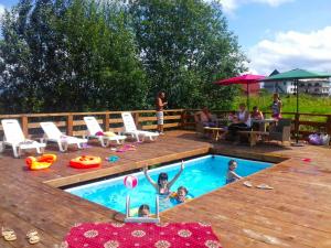 a group of people playing in a swimming pool at Cottage Kurshevel in Slavske