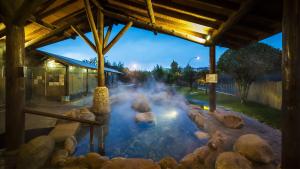 a hot spring in a zoo with rocks in the water at Luminoso Termal Casco Histórico in Ourense