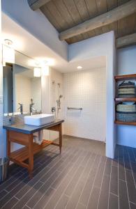 
a bathroom with a sink and a toilet at El Vado Motel in Albuquerque
