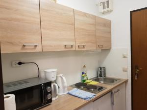 Kuchyň nebo kuchyňský kout v ubytování Apartments Helga