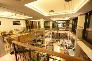 a view of a living room from the top of a building at Hotel Union in Podgorica