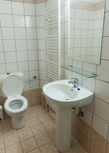 a bathroom with a toilet and a sink at Pallazzo Fortezza in Rethymno Town