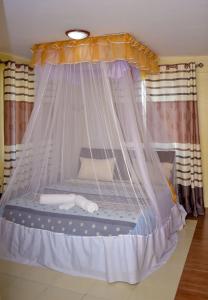 a bed with a mosquito net in a room at Lakeview LUX Apartment in Kisumu