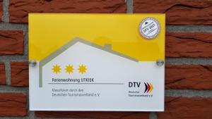 Certifikát, hodnocení, plakát nebo jiný dokument vystavený v ubytování Ferienwohnung Utkiek