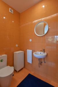 ポルトにあるPorto Republica Flatのバスルーム(トイレ、洗面台、鏡付)