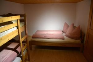 Kleines Zimmer mit 2 Etagenbetten und einer Leiter in der Unterkunft Sunnaschi Appartements - Wohnungen oder gesamt als "Hütte" in Laterns