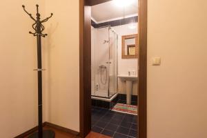 ein Badezimmer mit Dusche und Waschbecken in der Unterkunft Casa Caió in Ribeira Grande + 4 Fotos