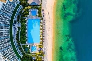 an overhead view of a beach and the ocean at Vinpearl Resort & Spa Nha Trang Bay in Nha Trang