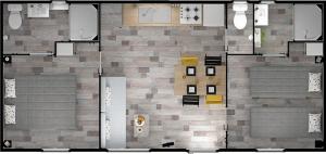 a floor plan of a room with a stone wall at Camping La Vetta in Porto-Vecchio