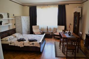 a bedroom with a bed and a table and chairs at Studio Brasov in Braşov