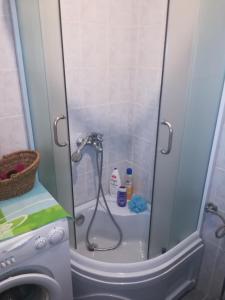 a shower in a bathroom with a toilet at Apartment Sara in Podgorica