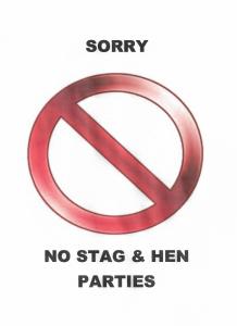 a no sign andher parties sign with the words sorry no size andhen parties at Bungalow33 Benllech in Benllech