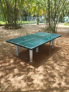 una mesa de ping pong en medio de un parque en African Queen Lodge, en Assinie