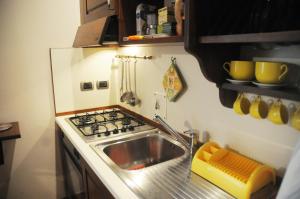 a small kitchen with a sink and a stove at Dorsoduro - Corte della Comare in Venice