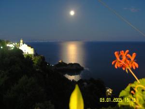 a view of the ocean at night with the moon at Locanda Degli Agrumi in Conca dei Marini