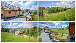 a group of four pictures of a house at Willa Tatra House in Zakopane