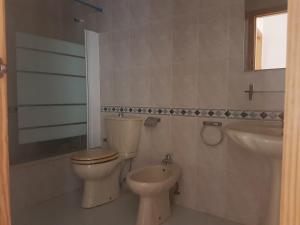 uma casa de banho com um WC e um lavatório em Apartamentos la Bastida em Totana