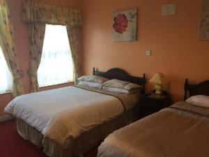 1 dormitorio con 2 camas y ventana en Colonelwood House en Westport