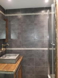 un baño con ducha y lavabo en Les farios, en Sarlat-la-Canéda 12 fotos más