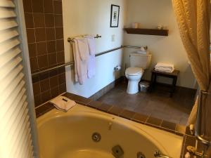 a bathroom with a tub and a toilet at Mountain Home Inn in Mill Valley +65 photos