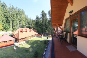 an aerial view of a house with a yard at Hotel Cumpatu in Sinaia