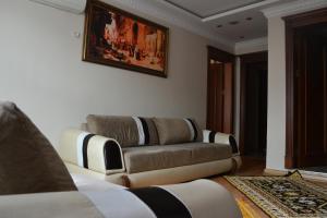 a living room with a couch and a painting on the wall at Grand Fatih Hotel in Istanbul