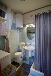 a bathroom with a sink and a toilet and a mirror at Apartman Nicole in Mošćenička Draga +27 photos