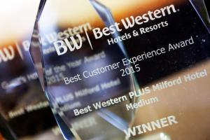 a close up of a glass award trophy at Best Western Plus Milford Hotel in South Milford