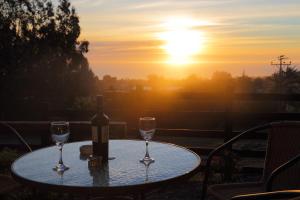 Solopgangen eller solnedgangen set fra lejligheden