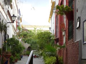 un callejón con plantas y árboles en un edificio en Triana Luxury Home, en Sevilla