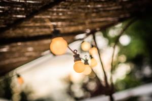 a string of lights hanging from a roof at Casa Rural La Alameda in Madridejos