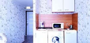 モスクワにあるАпартаменты Серпуховскаяのキッチン(洗濯機、電子レンジ付)