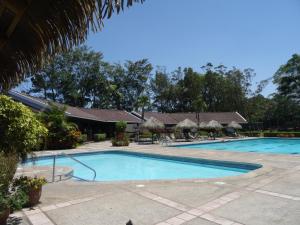 a swimming pool with umbrellas and a resort at Casa Nadette in Guácima