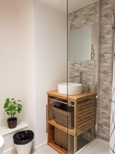 a bathroom with a sink and a shower at Bel Appart Tout Equipé in Marseille