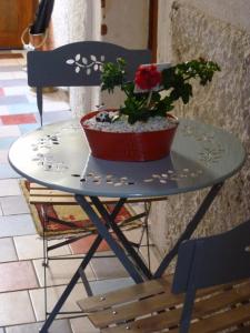 a potted plant sitting on a table on a chair at AU brochet in Colmar