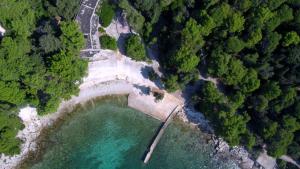 an aerial view of a pool of water and trees at Apartments Ana Wellness in Rovinj